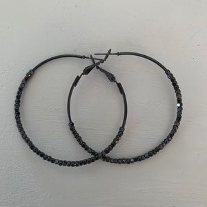 Black Beaded Hoops